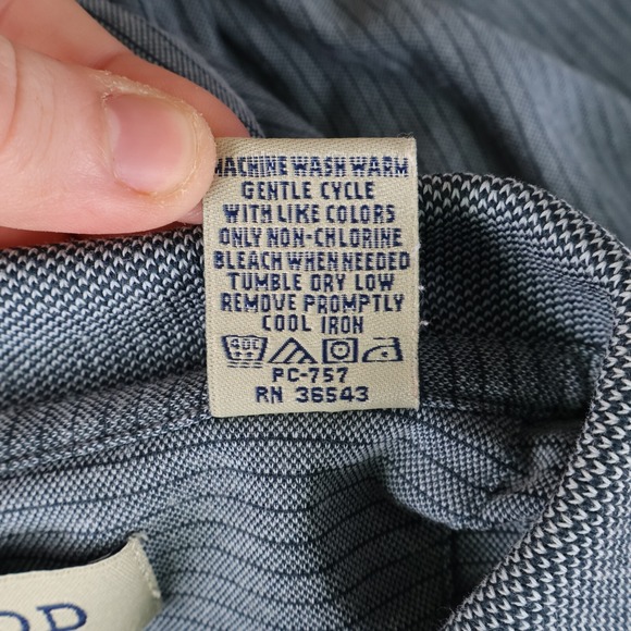 IZOD Polo Golf Shirt Mens Size M Gray Striped Cotton Blend Stretch Spread Collar - Picture 7 of 7